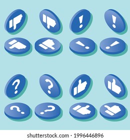 Round Isometric Icon buttons, usable for websites, presentations, infographics and more. Simple editability with standard icons.