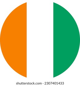 round Ivorian national flag of Cote Ivoire, Africa