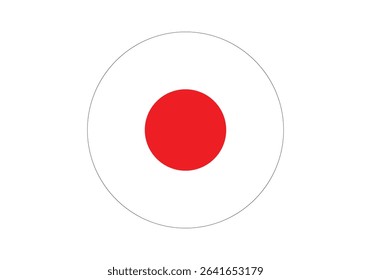 Round Japan Flag Icon – Japan Flag Circular Vector Badge with Standard Colors and National Symbol. Circle Flag Icon of Japan, Button Badge Icon.

