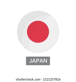 Round Japanese flag icon. Asian country. Editable vector. eps10.