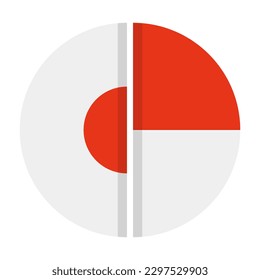 Round Japanese and Indonesian flags icon. Vector.