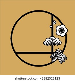 Round Japanese-style Decorative Window - Pine, Bamboo, and Plum