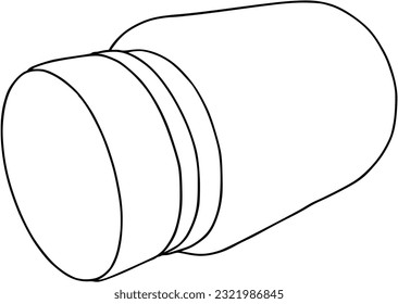 Round jar of ascorbic acid drug doodle linear cartoon coloring