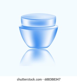 Round jar for cosmetics - body cream or other cosmetological remedy . Vector illustration.