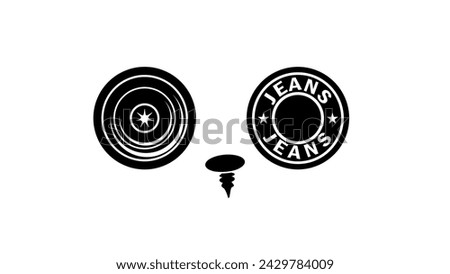 Round Jeans Button, black isolated silhouette