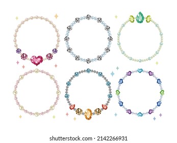 Conjunto de marco vectorial de joyas redondas