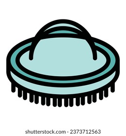 Round jockey brush icon outline vector. Derby sport. Race horse color flat