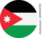 Round Jordan flag . Jordan circle flag . Jordan flag button . Vector illustration