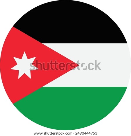 Round Jordan flag . Jordan circle flag . Jordan flag button . Vector illustration