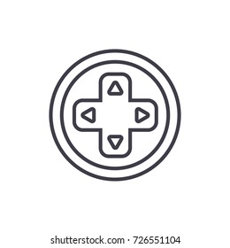 round joystick  vector line icon, sign, illustration on background, editable strokes