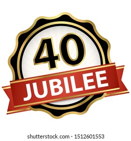 round jubilee button with red banner for marketing use for 40 years