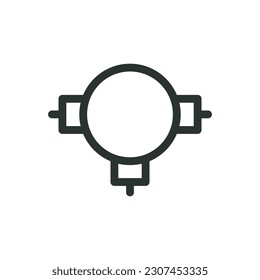 Round junction box isolated icon, 3 way pvc junction box vector icon with editable stroke