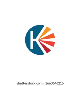 Round K letter vector logo design