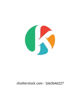 Round K letter vector logo design