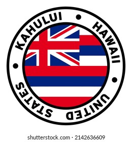 Round Kahului Hawaii United States Flag Clipart