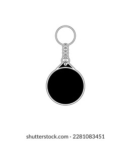 Round Keychain icon, pin key chain block black vector illustration in trendy style. Editable graphic resources for many purposes.