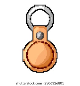 round keychain key game pixel art retro vector. bit round keychain key. old vintage illustration