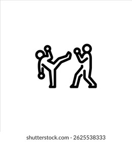 ícone de contorno de chute redondo. Ilustração de arte de linha de movimentação MMA.