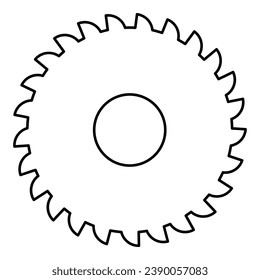 Round knife millstone circular saw disc contour outline line icon black color vector illustration image thin flat style