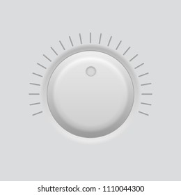 Round knob button. Volume or level selector. Gray plastic interface element. Vector 3d illustration