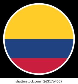 Round Kolombia flag . Kolombia flag circle . Kolombia flag button . Vector illustration