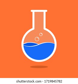 Round Lab Beaker Flask Icon. Flat Style. Isolated. 