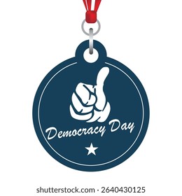Round label dedicated to the event Democracy Day, vector illustration