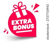 Round Label With Gift Icon And Text Extra Bonus