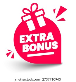 Round Label With Gift Icon And Text Extra Bonus
