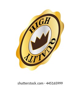 Round label high quality icon in isometric 3d style isolated on white background. Products and design symbol