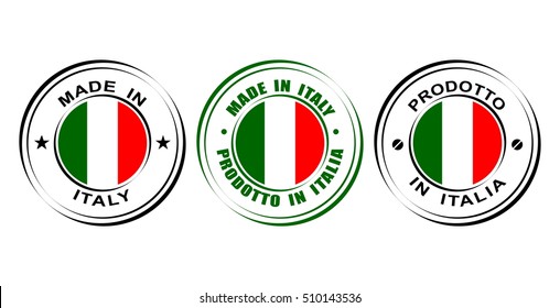 Round label "Made in Italy" with flag