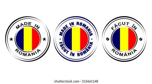 Round label "Made in Romania" with flag