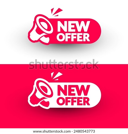 Round Label With Megaphone And Text New Offer