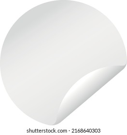 Round label with peel mockup. Blank white promo sticker