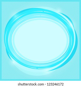 Round Label with Place for Text. Paper Shiny Blue Card