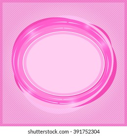 Round Label with Place for Text. Paper Shiny Pink Card