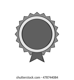 Round label quality icon in black monochrome style isolated on white background. Design symbol. Vector illustration