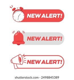 Round Label Set With Text New Alert. New Alert Icon Set Vector Design.