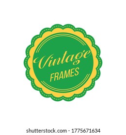 Round Label and Sticker green and yellow color. Vector graphic in white background.