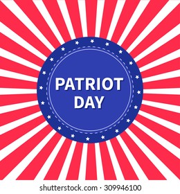 Round label tag icon Star and strip Sunburst background Patriot day Flat design Vector illustration