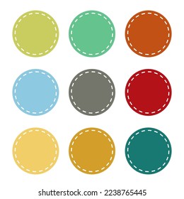 Round label tag set with dotted lines.
