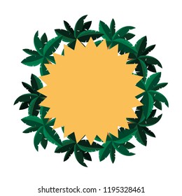 round label template palm leaves tropical
