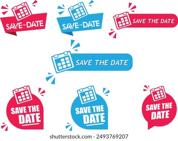 Round Label With Text Save The Date, set of save the date label and tags