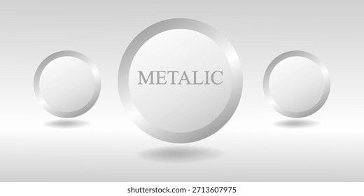 Fondo redondo del Vector de la etiqueta con efecto plateado brillante 3D
