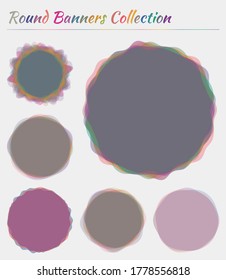 Round labels with bold circular backgrounds in a vector illustration collection.