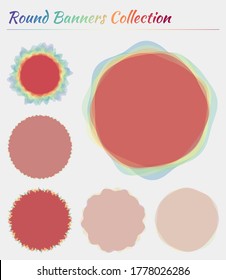 Round labels. Circular backgrounds in spectral colors. Trendy vector illustration.