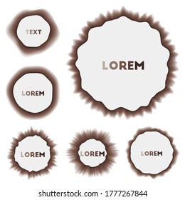 Round labels with circular backgrounds in a vector illustration style.