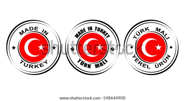 Round Labels Made Turkey Flag Stock Vector (Royalty Free ...