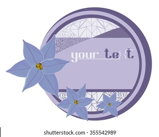 Round labels with a painted image of  Ipheion flowers