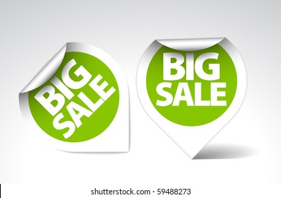 Round Labels / stickers for big sale - green with white border